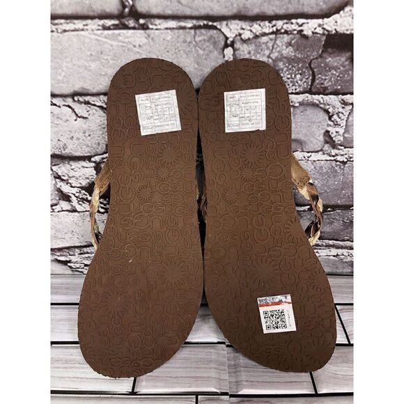 UGG Navie Braided Leather Rose Gold Flip Flops Sandals Women Sz 7M US/38 1007559 - Picture 13 of 15